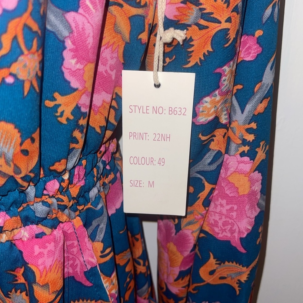 NWT Boemo Anthropologie Tiered Maxi Dress Floral Tassel Tie Long Sleeve - Picture 11 of 14